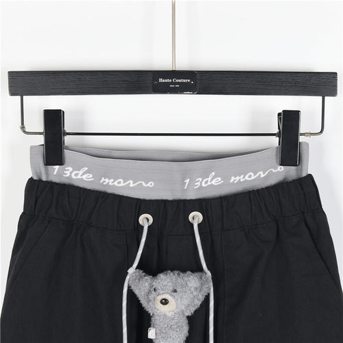 13DE MARZO Double Waist Black Cargo Pants