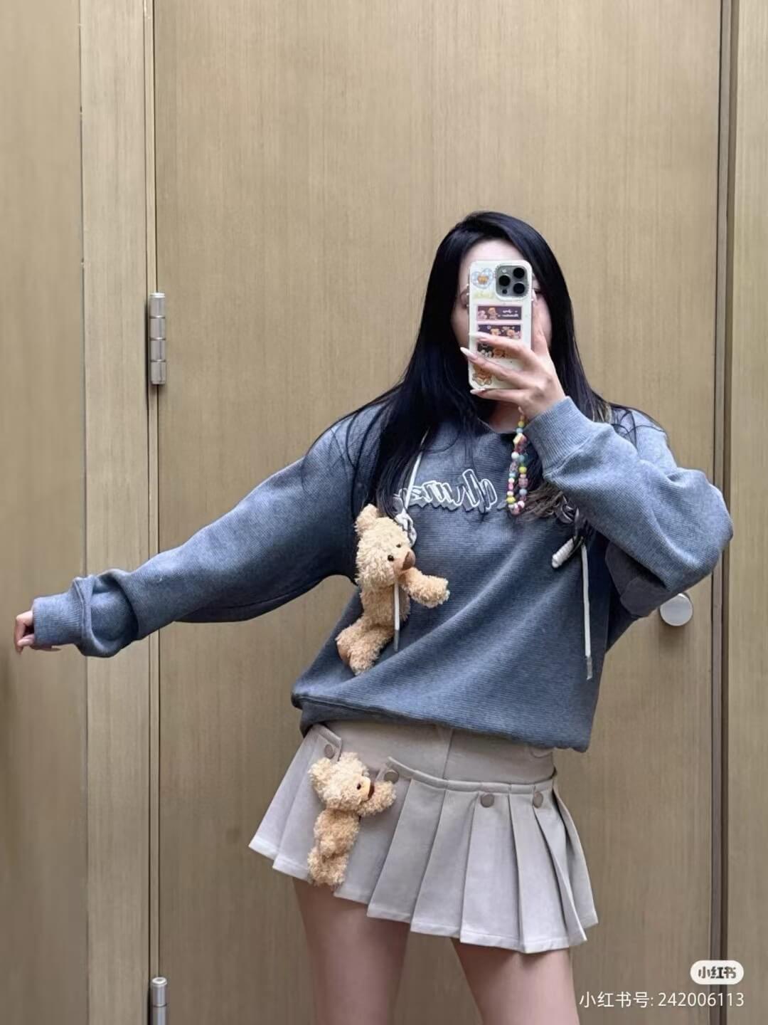 Beige Doozoo Detachable Skirt-Shorts with Plush Charm